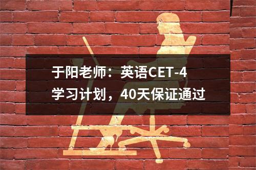 于阳老师:英语CET-4学习计划,40天保证通过