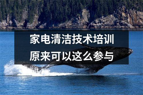 家电清洁技术培训原来可以这么参与