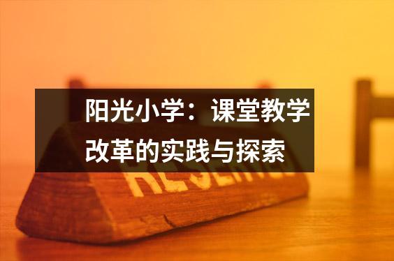 阳光小学:课堂教学改革的实践与探索