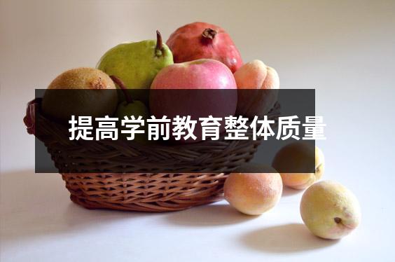 提高学前教育整体质量