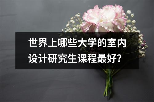 世界上哪些大学的室内设计研究生课程最好?