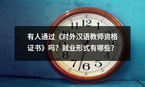 有人通过《对外汉语教师资格证书》吗?就业形式有哪些?