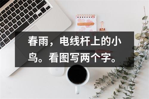 春雨,电线杆上的小鸟。看图写两个字。