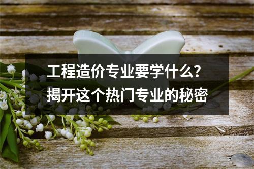 工程造价专业要学什么?揭开这个热门专业的秘密