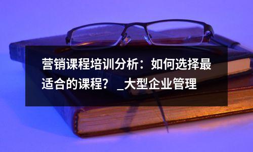 营销课程培训分析:如何选择最适合的课程? _大型企业管理