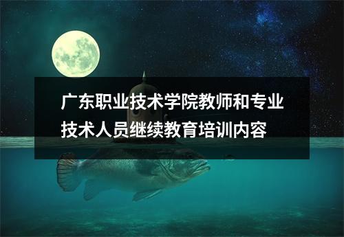 广东职业技术学院教师和专业技术人员继续教育培训内容