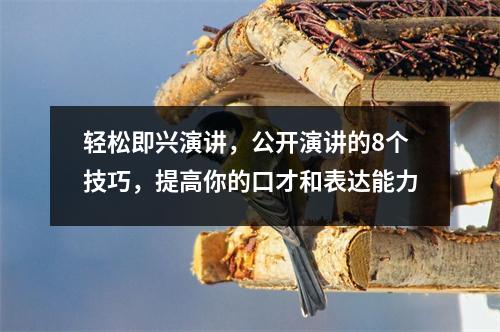 轻松即兴演讲,公开演讲的8个技巧,提高你的口才和表达能力