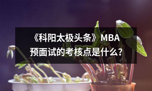 《科阳太极头条》MBA预面试的考核点是什么?