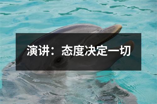 演讲:态度决定一切