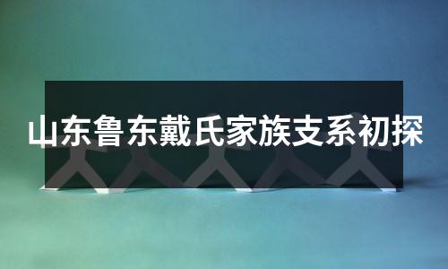 山东鲁东戴氏家族支系初探