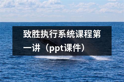 致胜执行系统课程第一讲(ppt课件)