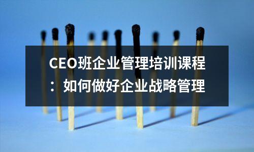 CEO班企业管理培训课程:如何做好企业战略管理