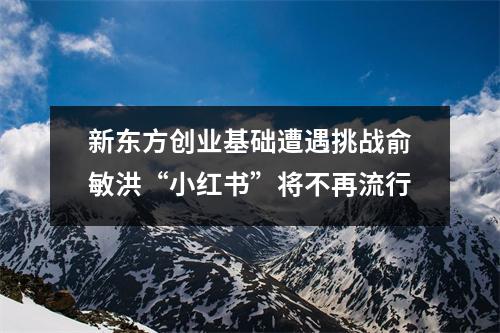 新东方创业基础遭遇挑战俞敏洪“小红书”将不再流行