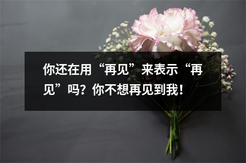 你还在用“再见”来表示“再见”吗?你不想再见到我!