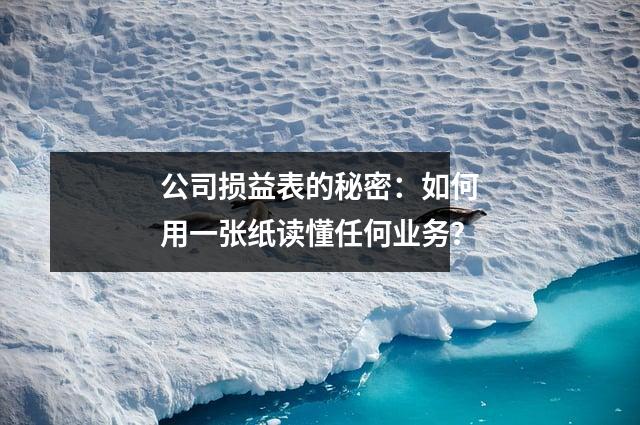 公司损益表的秘密:如何用一张纸读懂任何业务?