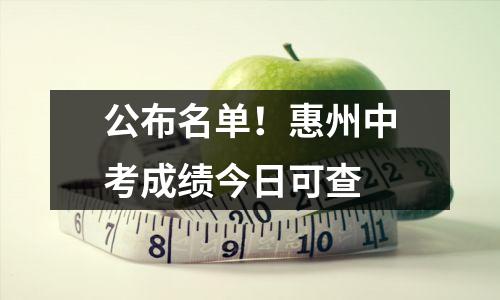 公布名单！惠州中考成绩今日可查