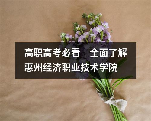 高职高考必看|全面了解惠州经济职业技术学院