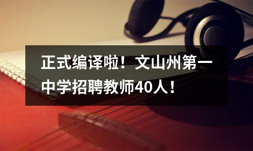 正式编译啦！文山州第一中学招聘教师40人！