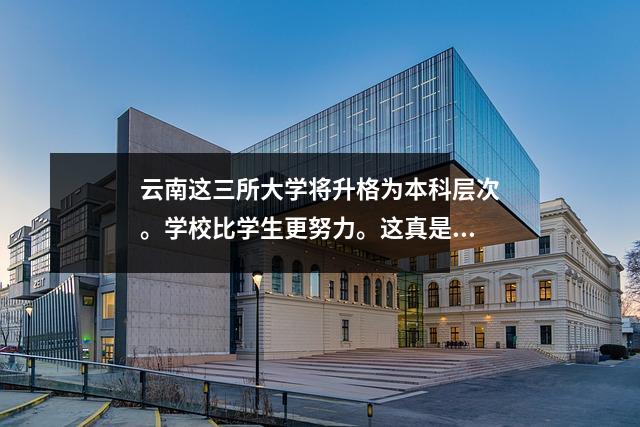 云南这三所大学将升格为本科层次。学校比学生更努力。这真是一种祝福。