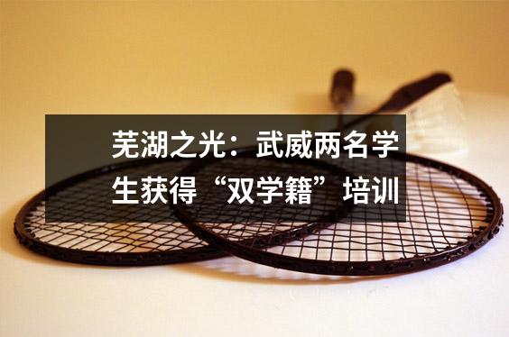 芜湖之光：武威两名学生获得“双学籍”培训