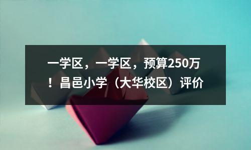 一学区,一学区,预算250万!昌邑小学(大华校区)评价