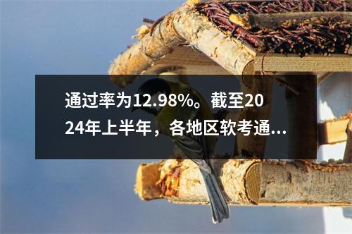 通过率为12.98%。截至2024年上半年,各地区软考通过人数