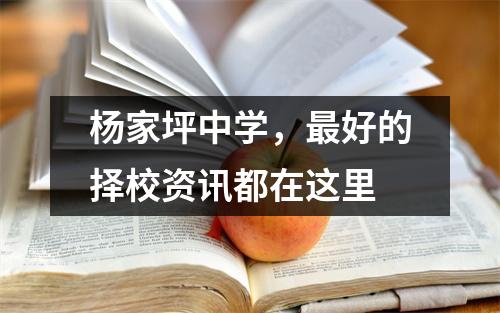杨家坪中学,最好的择校资讯都在这里