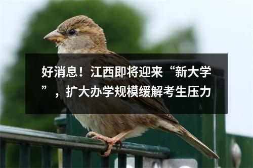 好消息!江西即将迎来“新大学”,扩大办学规模缓解考生压力