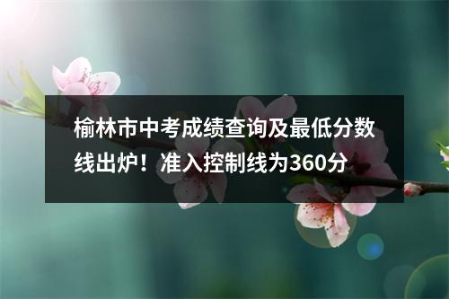 榆林市中考成绩查询及最低分数线出炉!准入控制线为360分
