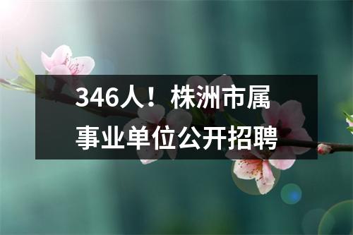 346人!株洲市属事业单位公开招聘