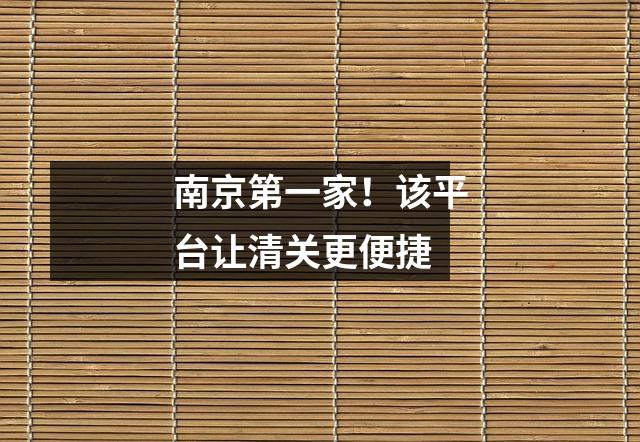 南京第一家!该平台让清关更便捷