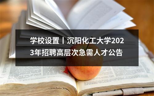 学校设置丨沉阳化工大学2023年招聘高层次急需人才公告