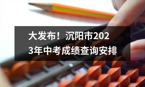 大发布!沉阳市2023年中考成绩查询安排