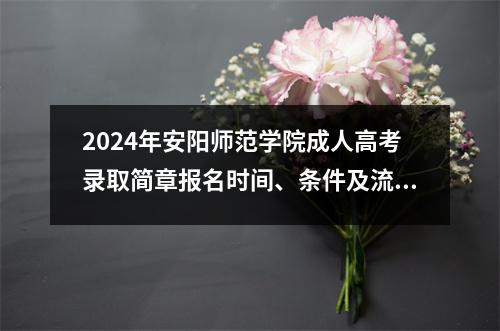 2024年安阳师范学院成人高考录取简章报名时间、条件及流程