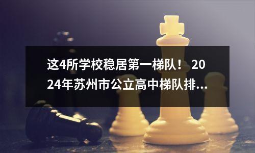 这4所学校稳居第一梯队！ 2024年苏州市公立高中梯队排名出炉！