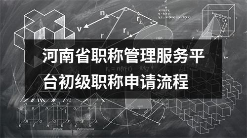 河南省职称管理服务平台初级职称申请流程