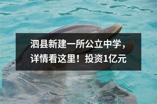 泗县新建一所公立中学,详情看这里!投资1亿元