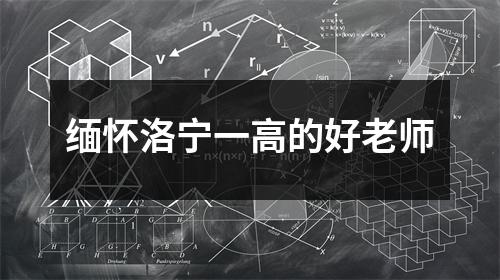 缅怀洛宁一高的好老师