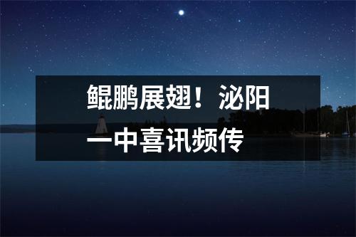 鲲鹏展翅!泌阳一中喜讯频传