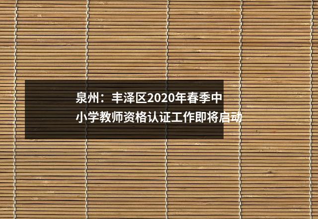 泉州:丰泽区2020年春季中小学教师资格认证工作即将启动