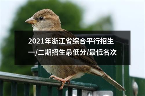 2021年浙江省综合平行招生一/二期招生最低分/最低名次