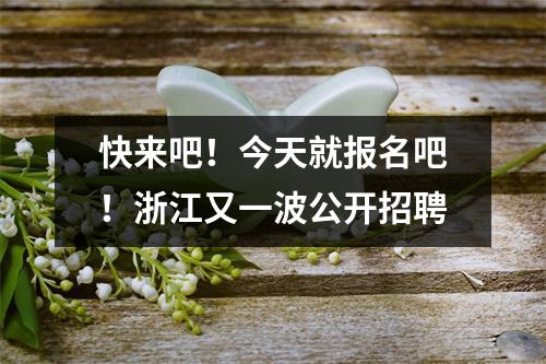 快来吧!今天就报名吧!浙江又一波公开招聘