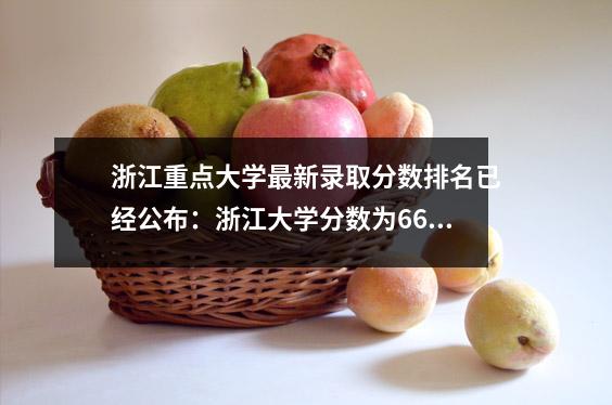 浙江重点大学最新录取分数排名已经公布:浙江大学分数为664分,中国美术学院分数线接近600分。