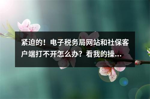 紧迫的!电子税务局网站和社保客户端打不开怎么办?看我的操作
