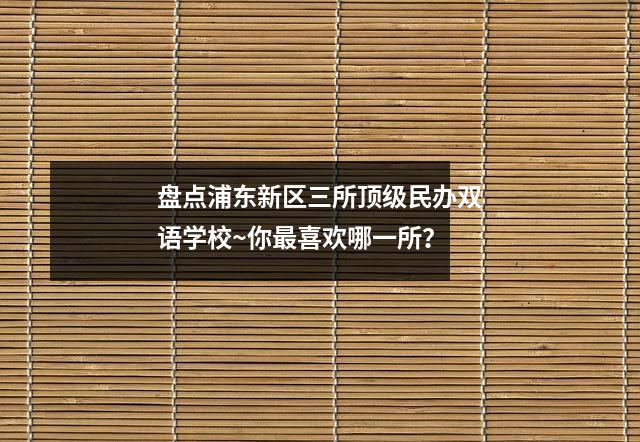盘点浦东新区三所顶级民办双语学校~你最喜欢哪一所?