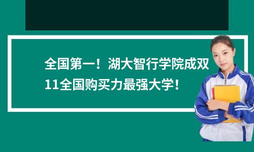 全国第一!湖大智行学院成双11全国购买力最强大学!