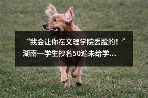 “我会让你在文理学院丢脸的!”湖南一学生抄名50遍未给学长打电话被罚?当事人道歉:他已经意识到自己有问题