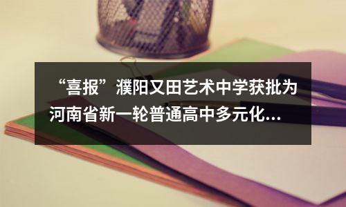 “喜报”濮阳又田艺术中学获批为河南省新一轮普通高中多元化发展示范学校