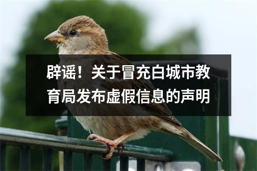 辟谣!关于冒充白城市教育局发布虚假信息的声明