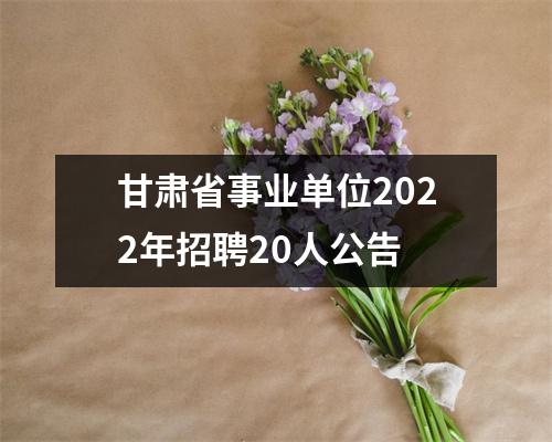 甘肃省事业单位2022年招聘20人公告